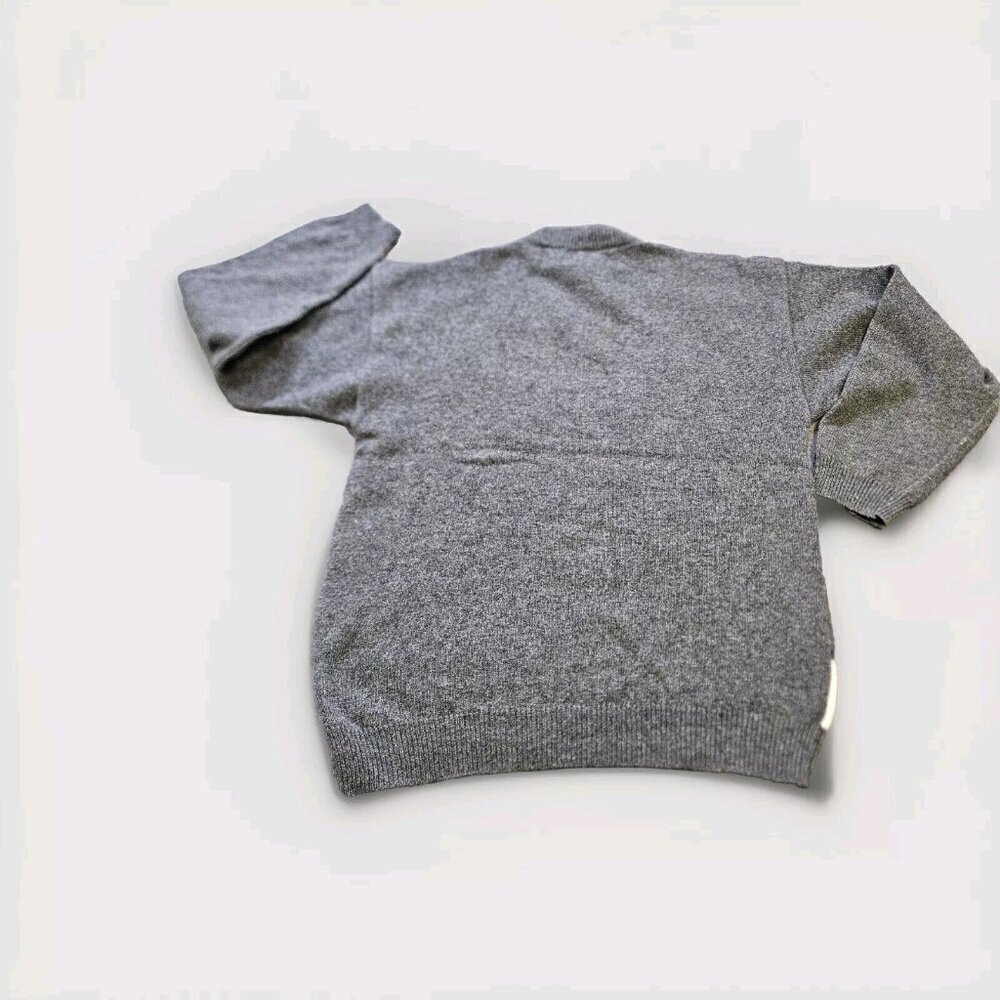 Point Sweater Women M/L Gray Floral Embroidery Italy LS Crewneck Wool Blend Boho - Picture 11 of 11
